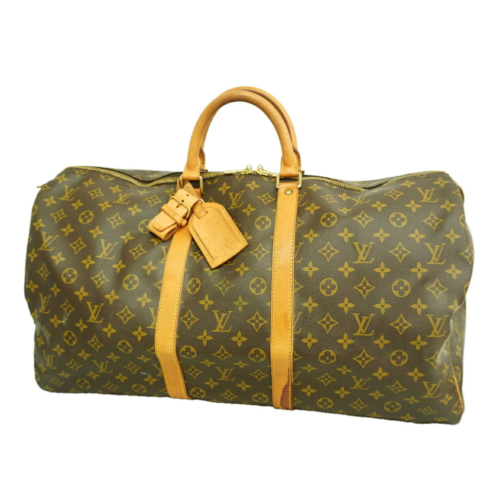LOUIS VUITTON Authentic Brown Monogram Keepall 55 Boston Bag
